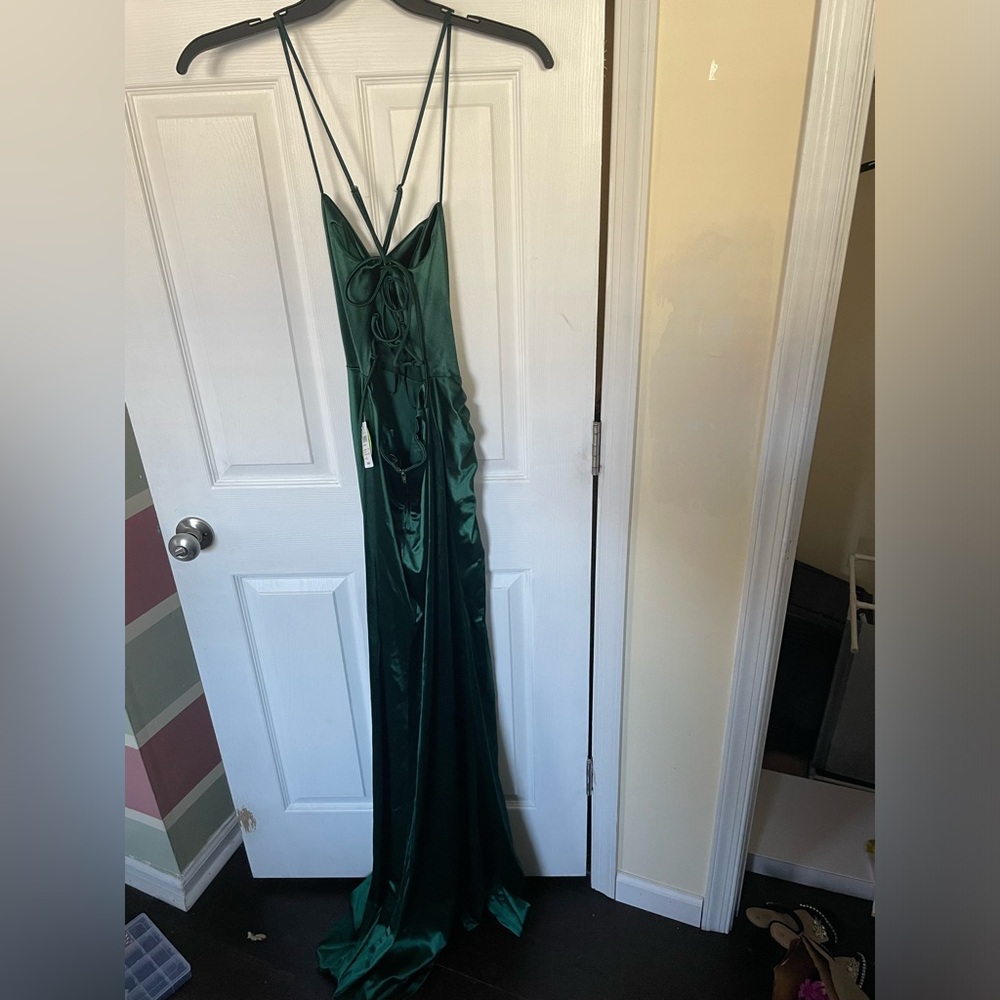 Hunter Green Formal Windsor Dress with Slit & Racer back (tags, never worn)